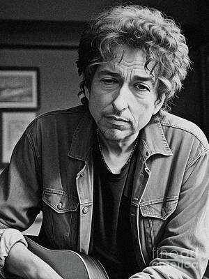 Wine Glass Royalty Free Images - Bob Dylan, Music Star Royalty-Free Image by Esoterica Art Agency