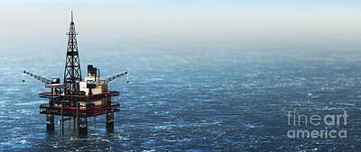 Abstract Water - Offshore drilling rig on the sea. Oil platform by Michal Bednarek