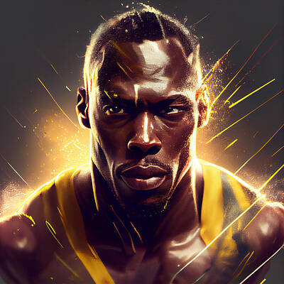 Athletes Mixed Media - Usain Bolt by Tim Hill