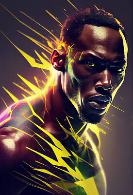 Athletes Mixed Media - Usain Bolt by Tim Hill