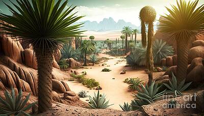 Mountain Digital Art - 10000 BC desertic landscape background by Benny Marty