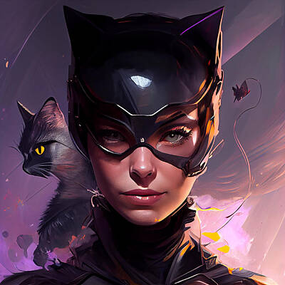Comics Mixed Media - Catwoman by Tim Hill