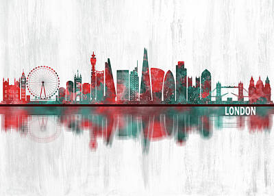 Black And White Beach Royalty Free Images - London England Skyline Royalty-Free Image by NextWay Art