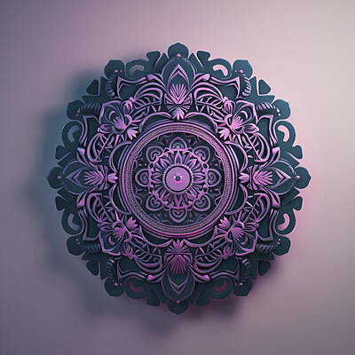 Abstract Flowers Digital Art Royalty Free Images - Mandala Royalty-Free Image by Gaukhar Yerk
