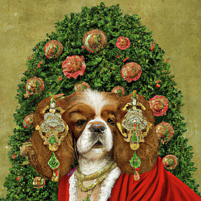 Mountain Royalty-Free and Rights-Managed Images - Royal, Ugly Christmas, Pet Portrait, Royal Dog Painting, Animal, King Portrait, Classic Pet Portrait by Ricki Mountain