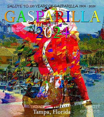 Mixed Media Royalty Free Images - 120 year salute to Gasparilla Royalty-Free Image by David Lee Thompson