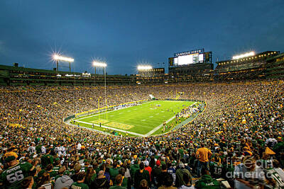 Football Rights Managed Images - 1256  Under the Lights at Lambeau Field Royalty-Free Image by Steve Sturgill
