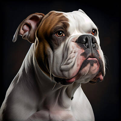 Landmarks Mixed Media Royalty Free Images - American Bulldog Portrait Royalty-Free Image by Stephen Smith Galleries
