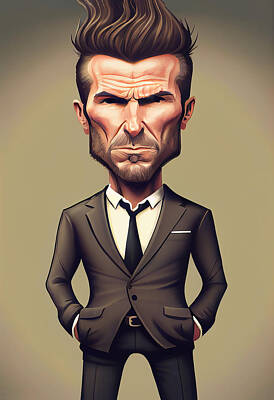 Athletes Mixed Media Royalty Free Images - David Beckham Caricature Royalty-Free Image by Stephen Smith Galleries