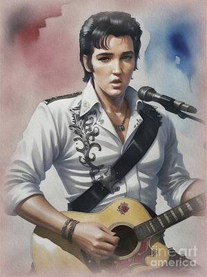 Portraits Royalty Free Images - Elvis Presley, Music Legend Royalty-Free Image by Esoterica Art Agency