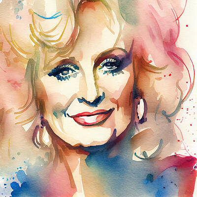 Royalty-Free and Rights-Managed Images - Watercolour Of Dolly Parton by Smart Aviation