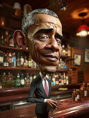 Politicians Mixed Media - Barack Obama Caricature by Stephen Smith Galleries