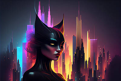 Mixed Media Royalty Free Images - Catwoman In New York Royalty-Free Image by Stephen Smith Galleries