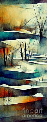 Abstract Landscape Digital Art - Wineth - Abstract Winter Landscape by Sabantha