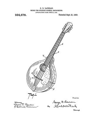 Musicians Mixed Media Rights Managed Images - US Patent Office Music Related Patent Print Royalty-Free Image by US Patent Office