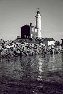Route 66 - 1452 Lighthouse Tower Beside Body Pf Water by Timeless Images Archive