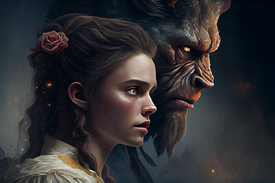 Fantasy Mixed Media - Beauty and the Beast by Tim Hill
