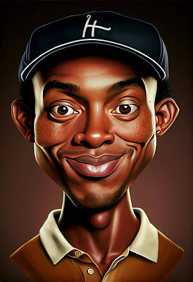 Animals Mixed Media - Tiger Woods Caricature by Stephen Smith Galleries