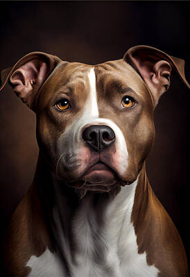 Landmarks Mixed Media - American Staffordshire Terrier Portrait by Stephen Smith Galleries