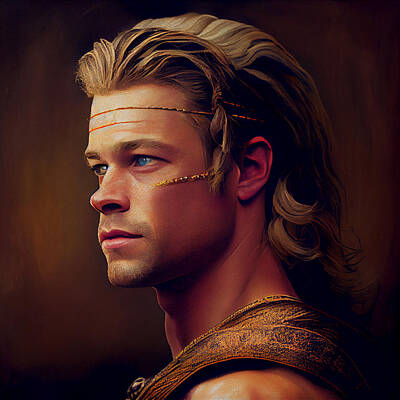 Actors Mixed Media - Brad Pitt Troy by Stephen Smith Galleries