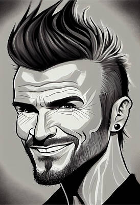 Athletes Mixed Media Royalty Free Images - David Beckham Caricature Royalty-Free Image by Stephen Smith Galleries