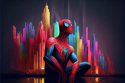 Comics Mixed Media - Spiderman In New York by Stephen Smith Galleries