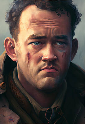 Actors Mixed Media - Tom Hanks Saving Private Ryan by Stephen Smith Galleries