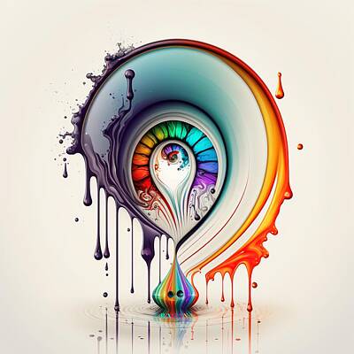 Drawings Royalty Free Images - Dripping Colourful Drop in Fibonacci Style for Wall Art, Home and Office Decor Royalty-Free Image by RAGANA Design
