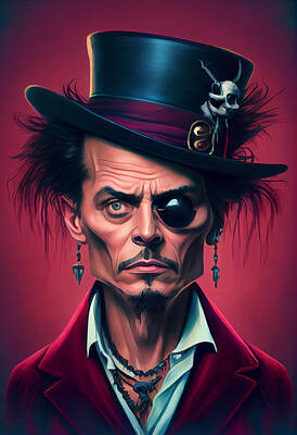Actors Mixed Media - Johnny Depp Caricature by Stephen Smith Galleries