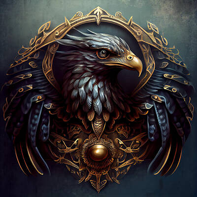 Birds Mixed Media Rights Managed Images - Ornate Fantasy Cover Eagle Royalty-Free Image by Smart Aviation