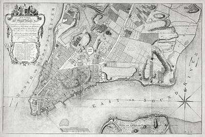 City Scenes Drawings - 1767 Province of New York, New York City Antique Map by Orchard Arts