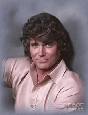 Celebrities Painting Royalty Free Images - Michael Landon, Actor Royalty-Free Image by Esoterica Art Agency