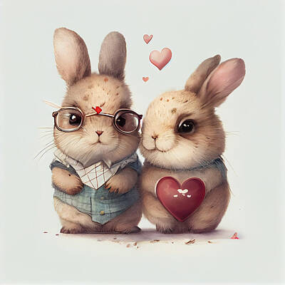 Mammals Mixed Media - Peter Rabbit Valentine by Stephen Smith Galleries