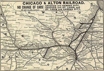 City Scenes Drawings - 1884 Chicago  Alton map only by Timeless Geo Maps
