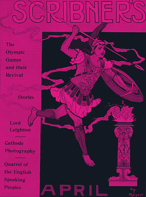 Athletes Paintings - 1896 Athens Olympics Poster, Neon art by MotionAge Designs