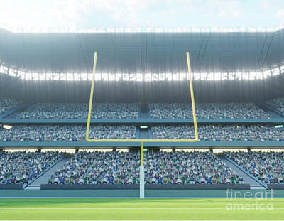 Football Royalty Free Images - American Football Stadium and Ball Royalty-Free Image by Allan Swart