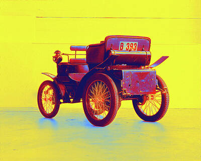 Modern Man Classic Golf - 1900 Peugeot Type 26 Voiturette a trois places 2  - Neon Colored by Celestial Images