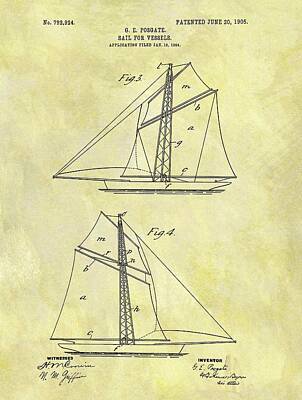Transportation Rights Managed Images - 1905 Sail Patent Royalty-Free Image by Dan Sproul