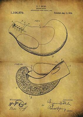 Athletes Drawings - 1914 Vintage Boxing Gloves Patent by Dan Sproul