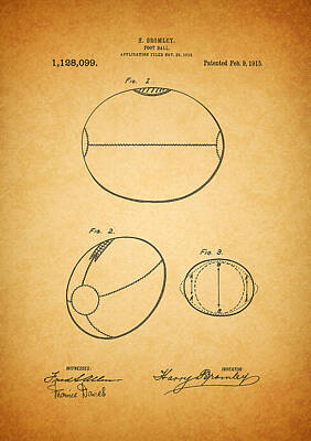 Athletes Drawings - 1915 Rugby Football Patent by Dan Sproul
