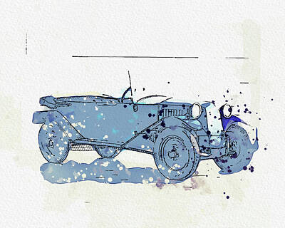Lucky Shamrocks - 1930 Tatra 12 3  - Watercolor ca 2020 by Ahmet Asar by Celestial Images