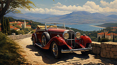 Barnyard Animals - 1932 Delage D8S Drophead Coupe  stunning Latin  by Asar Studios by Celestial Images
