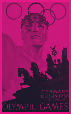 Grimm Fairy Tales Royalty Free Images - 1936 Berlin Summer Olympics Ad Poster, Neon art Royalty-Free Image by MotionAge Designs