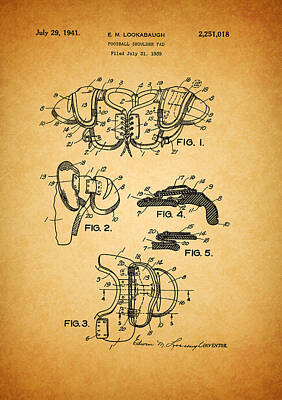 Football Drawings - 1941 Football Shoulder Pad Patent by Dan Sproul