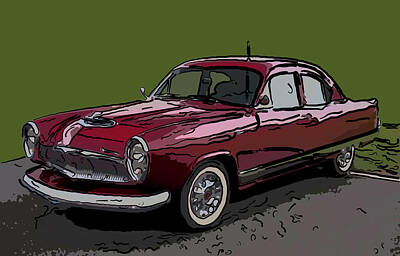 Sports Drawings - 1954 Kaiser Special Digital drawing by Flees Photos