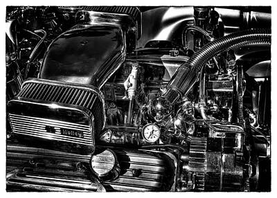 The Art Of Pottery Rights Managed Images - 1960 Corvette Engine Compartment Royalty-Free Image by Doug Matthews