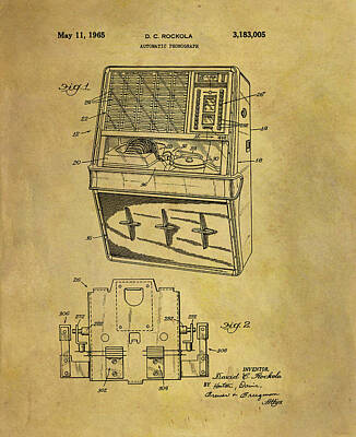 Musicians Drawings - 1965 Jukebox Patent by Dan Sproul