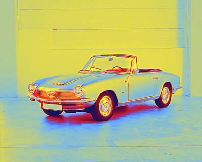 Colorful People Abstract - 1966 Glas 1300 GT Cabriolet  - Neon Colored by Celestial Images