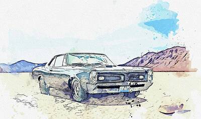 Vintage Tees - .1966 Pontiac GTO by Celestial Images