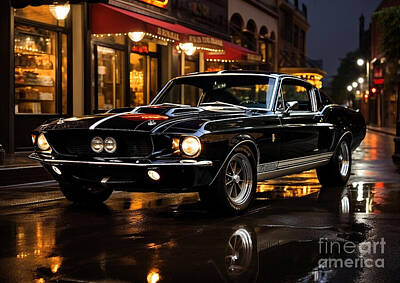 City Scenes Mixed Media - 1967 Ford Mustang GT500 fantasy concept by Destiney Sullivan